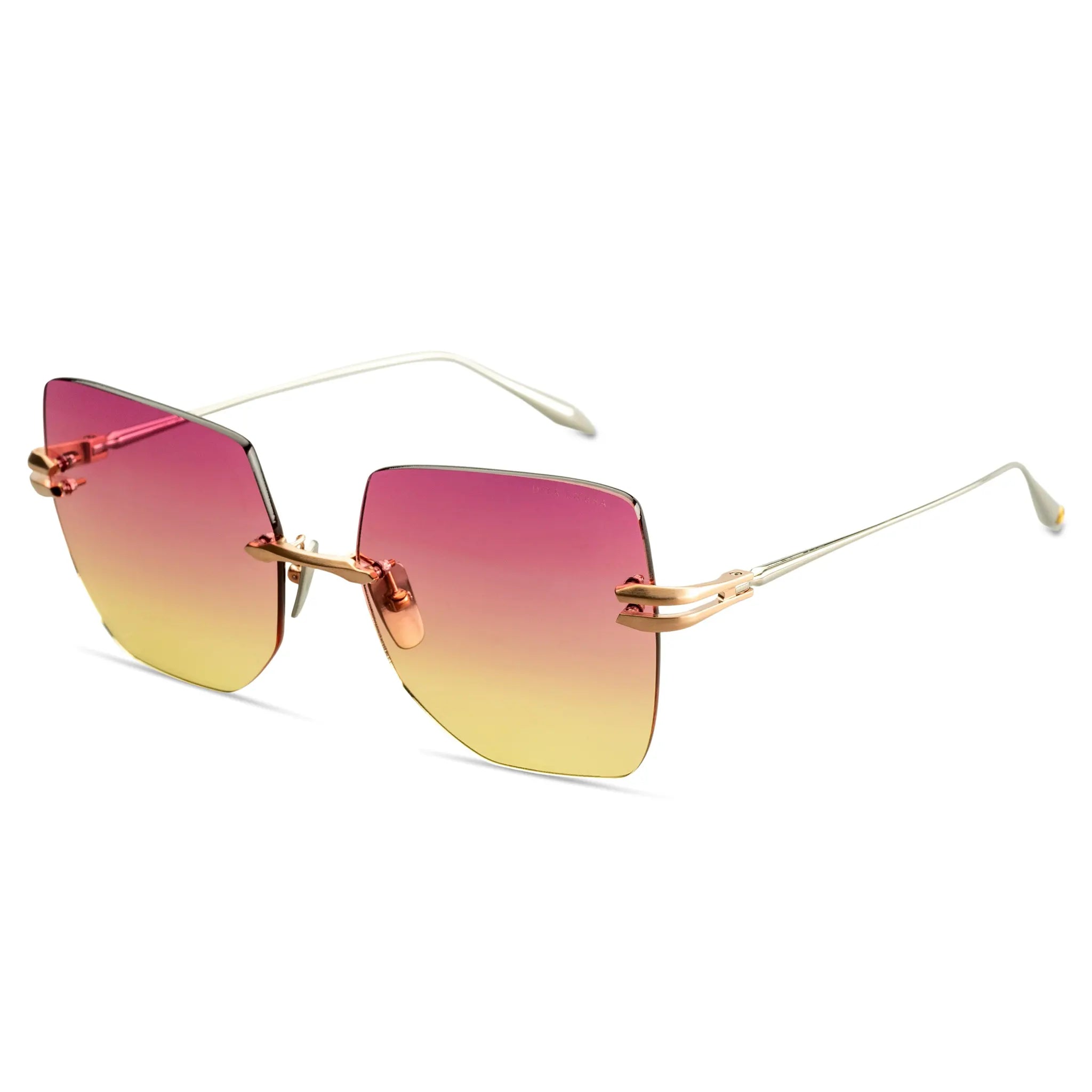 Front side view of Dita Eyewear Embra Brushed Rose Gold Silver Sunglasses